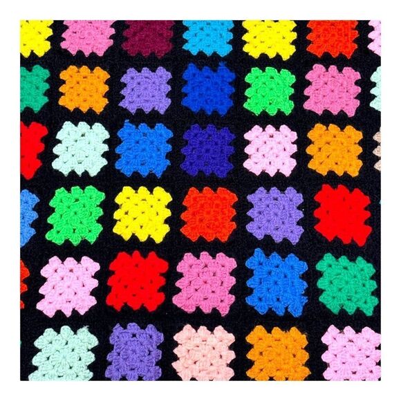 Handmade Colorful Granny Square Crochet Blanket Afghan Lap Chair Sofa Cozy Throw - Picture 3 of 5